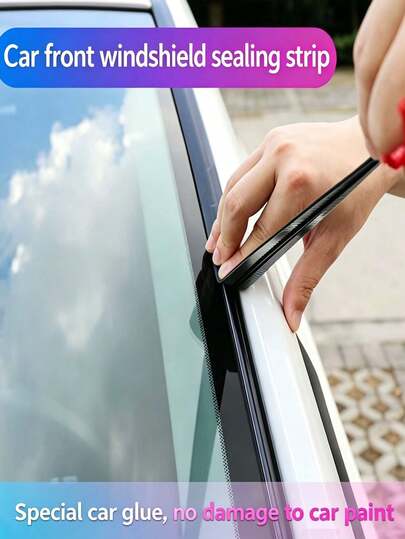 T-Type Car Winshield Weather Seal Rdubber Strip, Waterproof Noise Reduction Sealant For Sunroof, Front/Rear Windshield, Universal Auto Weather Stripping With Adhesive, Dustproof Soundproof Car Window Seal, Universal Fit For Most Cars, Trucks & SUVs