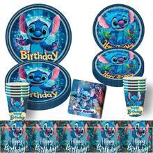 Bộ đồ dùng tiệc sinh nhật chủ đề Stitch & Lilo, màu xanh dương, phụ kiện tiệc sinh nhật Stitch, gian chụp ảnh chủ đề Stitch, đồ dùng dùng một lần cho tiệc mừng em bé. - Nhiều màu - Xem 1