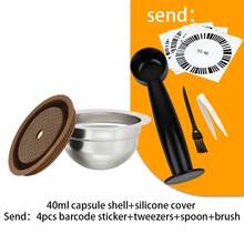 Stainless Steel Refillable Coffee Capsule Set, Reusable Pods Compatible With Home Espresso Machines - Silver - View 10