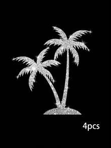 4pcs "Palm Tree Island" Creative Shiny Rearview Mirror Stickers Suitable For Cars, Trucks, Motorcycles, Sparkling Stickers, Super Easy To Apply And Remove Without Residue - Coconut Trees - View 13