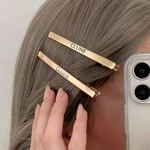 全新设计小巧时尚金属字母发夹，侧分发夹，单夹式侧分发夹 - 彩色 - 查看 2