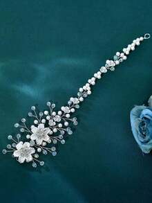 Elegant Bridal Headband With Pearl & Rhinestone, Wedding Hair Accessory, Party Headpiece, Gift For Women & Girls Valentine's Day Accessories - 銀色 - 查看 5