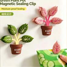 Potted Plant Magnetic Bag Clips, Airtight Snack Sealer & Fridge Magnet, Creative Kitchen Food Storage Organizer - Multiple Styles - View 3
