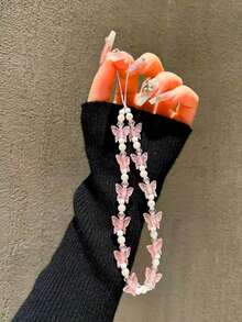2pcs Butterfly & Flower Shaped Phone Lanyard, Fashion Pendant Earphone Charm - Multicolor - View 2