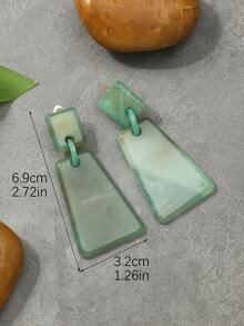 1 Pair Refreshing Mint Green Clip-On Earrings, Suitable For Vacation, Joyful Cloud Design Earrings For Women Without Pierced Ears, Gift - Resin Ear Clips - View 5