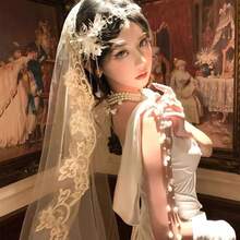 1pc Embroidered Bridal Veil, Romantic Wedding Dress Accessory, Suitable For Autumn/Winter, Mother's Day Gift, Hair Clip, Hair Accessories, Teacher's Day Gift - Beige - View 9