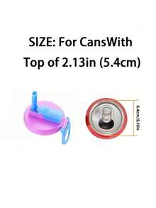 1pc Reusable Silicone Straw Lid, Creative New Straw Drink Can Cover, Suitable For Soda, Beverage, Juice, Sparkling Water Cans, Summer, For Outdoor Camping, Cup Accessories, Back To School/Travel/Kitchen Storage Organizers/Freshness Covers/Holiday - Multicolor - View 11