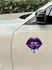 Hình dán xe hơi thiết kế môi màu tím tươi sáng, cá nhân hóa. - A - Xem 3