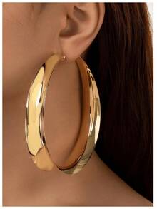 1pair Fashionable Exaggerated & Large Size Woman Earrings With Simple & Luxurious And Cold Style - 金子 - 查看 13