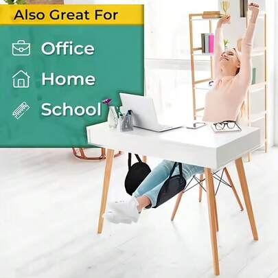 Repose-pieds d'avion noir (1 pièce), sangle réglable portable, idéal pour les voyages, repose-jambes hamac léger pour bureau, utilisable en avion, au bureau, en extérieur et en voiture.