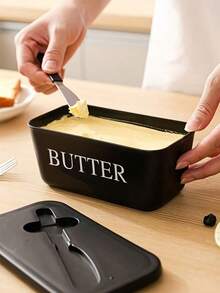 Butter Dish With Sealed Lid, Transparent Window Plastic Butter & Condiment Storage Box, Space-Saving Refrigerator Countertop Table Container, Sturdy Minimalist Kitchen Tableware Organizer, Easy Clean Sauce Snack Preservation Box - Multicolor - View 3