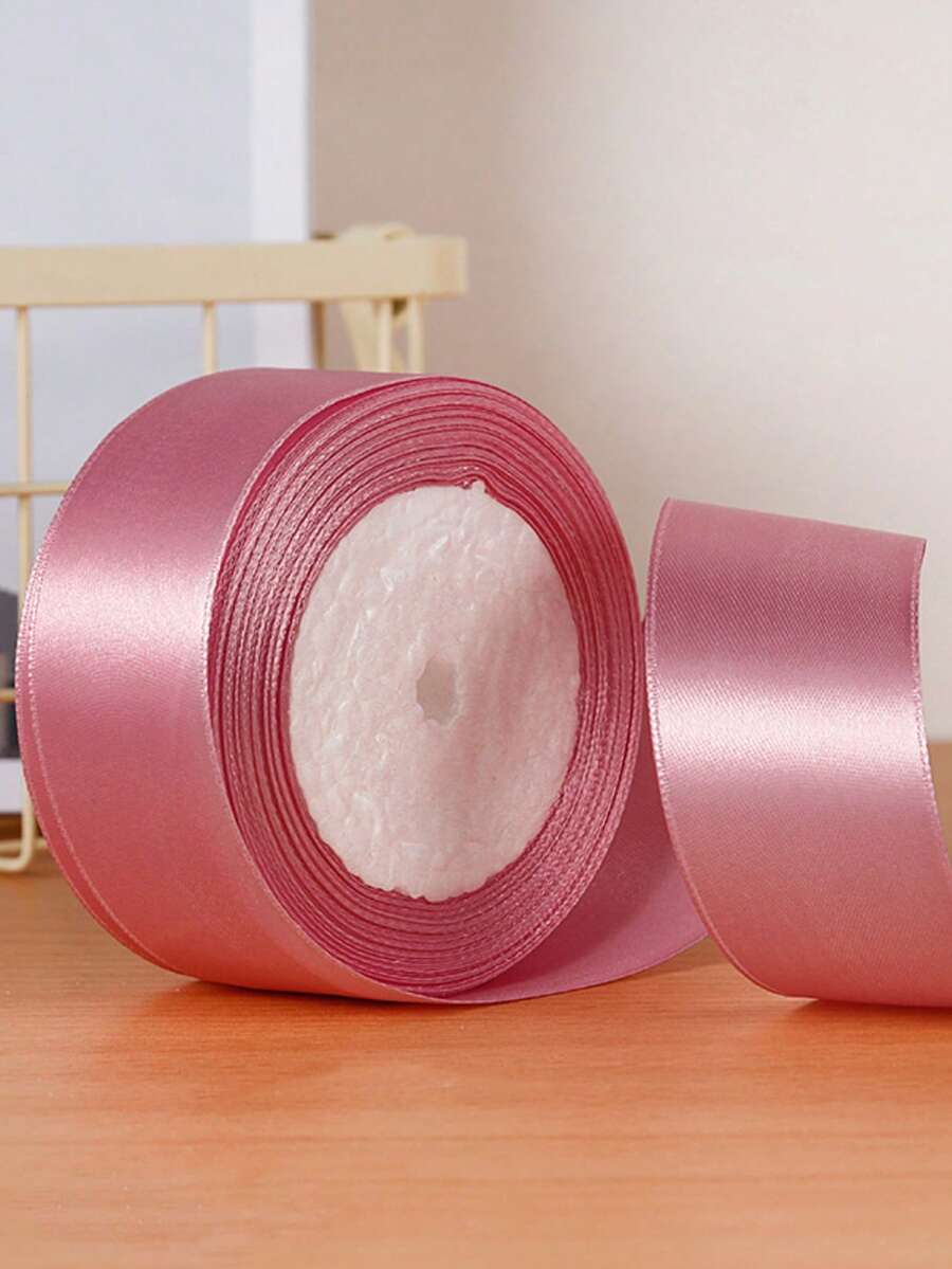 1 Gulungan Pita Satin Merah Lebar 4cm, Cocok untuk Membuat Pita, Dekorasi Kue, dan Kemasan - Berwarna merah muda - View 1