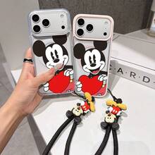 This Disney Mickey Mouse Pattern Lanyard Phone Case Features A Strong Magnetic Closure And Full Coverage Of Acrylic And TPU Material. It's Shockproof, Lightweight, And Suitable For IPhone17/16/11/13/15/15 Plus/15 Pro/15 Pro Max/12/14 Pro Max/11 Pro Max/12 Pro/12 Pro Max/13. It's A Popular Birthday Gift, Business Gift, Durable, Stain-Resistant, And Fingerprint-Resistant New Phone Case For Men And Women. It Also Includes A Mickey Mouse Phone Case And Mickey Mouse Doll Bracelet. Compatible With SamsungGalaxy S20, S21, S22, S23, And S24 Series. It's The Perfect Gift For Friends And Family. This Stylish Phone Case Is Fun, Lightweight, And Durable. IPhone17 Pro Max Phone Case, Minnie Phone Case. - 藍色 - 查看 3