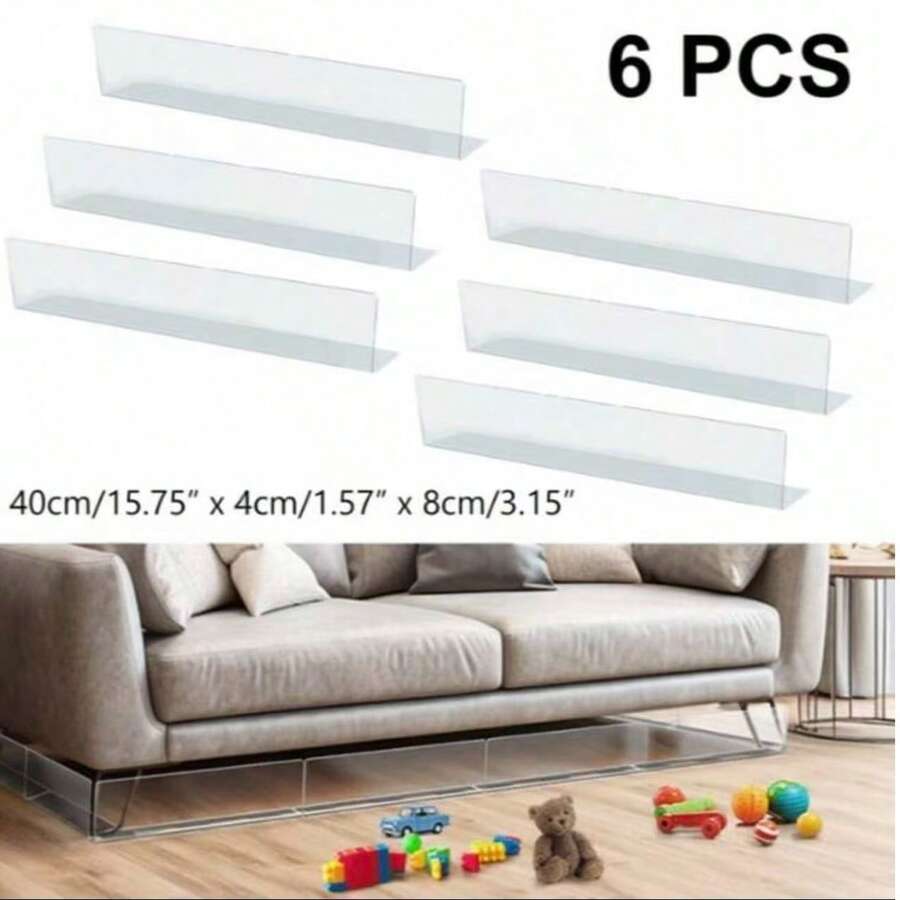 6 件装沙发底挡板 - 可调节宠物玩具阻挡器，家具缝隙阻挡器，防止玩具和杂物进入，可裁剪设计，有效防止物品掉落到沙发、床和架子下方，缝隙盖 | 耐用塑料 - 彩色 - 查看 1