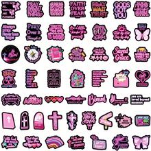 50pcs Neon Pink Christian Aesthetic Stickers, Motivational Bible Verse Faith Decals For Laptop, Water Bottle & Planner - Multicolor - View 3