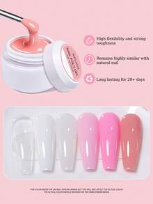 XEIJAYI 1支固体美甲延长胶，硬质延长胶，不粘手美甲雕塑胶，亚克力延长胶，适合美甲沙龙DIY，女士礼物 - 裸粉色 - 查看 7