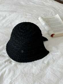 1 pieza Sombrero de sol calado de estilo bohemio para primavera/verano, sombrero de cubo de amplio borde, gorra de punto transpirable. Con función de protección UV, de moda multifuncional, puede hacer que tu rostro se vea talla grande pequeño. - multicolor - Ver 9