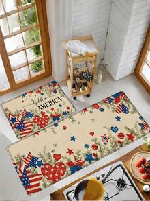 1pc Striped & Star Pattern Kitchen Mat, Independence Day Rug, Washable Kitchen Rug, Machine Washable Rug, Floor Covering/Doormat, Foot Mat, Door Mat, Home Decor, Bohemian Style Rug, Turkish Rug, Area Rug, Striped Rug, Runner Rug, Hallway Rug, Kitchen Rug, Suitable For Parties, Holidays, Gatherings, Gifts, Dinner Parties, Etc., Rug, Door Mat, Kitchen Mat, Area Rug, Kitchen Supplies, Kitchen Decor, Kitchen Mat, Kitchen Floor Mat, Kitchen Set, Foam Mat - American Pastoral Patriotism - View 7