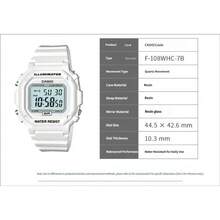Casio 卡西欧 F-108WHC-7B 白色方形女士手表，复古数字腕表，带 LED 背光，日常防水学生手表 - 均碼 - 查看 3