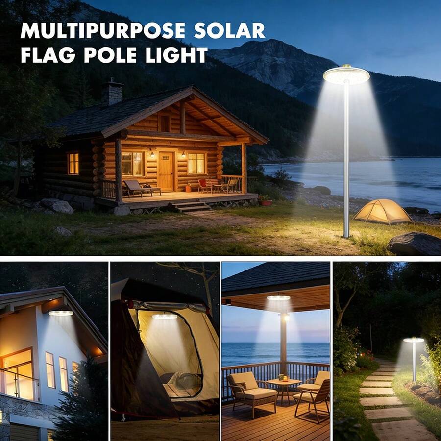 WIXHFG [Solar Flagpole Lights] Solar Flagpole Lights, Flag Lights, Camping Tent Lights, Garden Lights, Umbrella Lights, Ultra-Bright Solar-Powered Flagpole Lights, Dusk To Dawn - 48LED - 查看 1