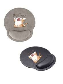 Wrist Support Mouse Pad, Cute Working Cat Pattern Design,Ergonomic Design With Wrist Rest, Faux Leather Mouse Pad,Comfortable Mouse Pad With A Smooth Wrist Support,Computer Desk Mat,Office Keyboard Pad,Desktop Protector,Suitable For Non-Slip Base,Gaming, Anti-Slip, Computers, Laptops, Office, And Home Use,Graduation Season Souvenir,Ideal For Office & Gaming, Perfect Gift For Valentine's Day, Mother's Day - Multicolor - View 4
