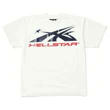 HELLSTAR Men's Sport Star Logo Graphic Oversized T-Shirt, Casual Cotton Short Sleeve Tee - White and Red - View 1