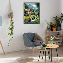 Mountain Landscape Diamond Art Kits For Adults,River House 5D Diamond Painting Kits For Beginner,DIY Round Full Drill Diamond Dots,Gem Painting For Adults Crafts Home Wall Decor 12x16 Inch - Phong cảnh-1 - Xem 4