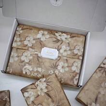 10/20张复古花卉礼品包装纸，礼品盒填充物，葡萄酒包装，礼品盒填充物，派对礼品装饰，包装用品 - 棕色花朵 - 查看 4