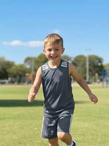 Boys' Premium Soccer Jersey And Shorts Set With Sleeve Detail And Lightweight Fabric - 灰色 - 查看 4