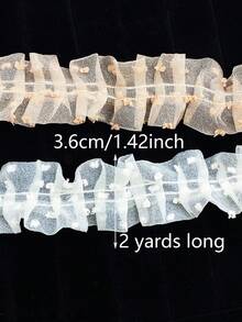 2 thước vải tuyn xếp ly, dùng để trang trí quần áo, giày dép, túi xách, đồ dệt gia dụng, phụ kiện may mặc. - màu trắng nhạt - Xem 2