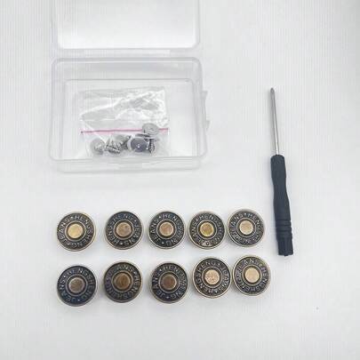 10 pezzi Bottoni in bronzo regolabili e staccabili per jeans - Durevoli, facili da usare, adatti per jeans, pantaloni e accessori | Bottoni regolabili | Chiusure durevoli