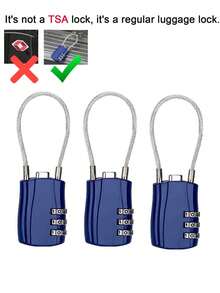 1/2 Pack TSA Approved Combination Lock - High Strength Zinc Alloy Body And Cut-Resistant Steel Cable, 3-Digit Combination Lock, Suitable For Travel Luggage, Gym Lockers, Bicycle Locks (Black), Travel Security Accessory | Multipurpose Travel Lock | Combination Lock, Luggage Lock, Travel Essential Holiday Vacation Supplies - Multicolor - View 31