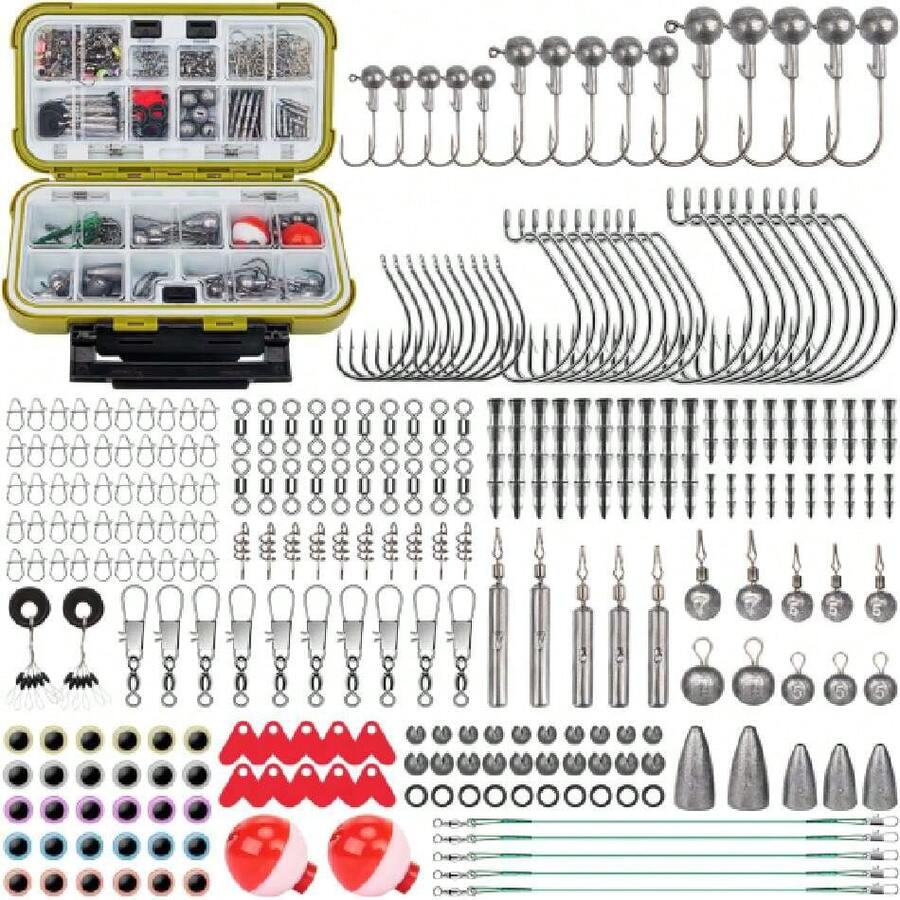 Fishing Lures Accessories Kit With Tackle Box, Fishing Hooks Minnow Crankbait Frog Popper Lure Worm Fishing Spoon Spinner Bait For Bass Crappie, Fishing Gear Freshwater Equipment Gifts For Men,45195985 - Red - View 1