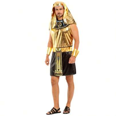 Trang phục hóa trang Pharaoh Ai Cập dành cho người lớn, trang phục kiểu Ai Cập màu vàng phù hợp cho các bữa tiệc hóa trang theo chủ đề kim tự tháp.