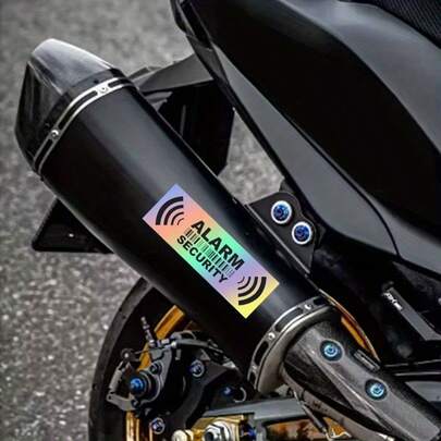 6张激光效果汽车贴纸，警示贴纸套装，安全系统贴纸，适用于电动汽车、摩托车、窗户和笔记本电脑 - 高透明度，耐刮擦装饰贴纸