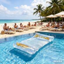 1 pieza Colchoneta de agua inflable flotante, esta hamaca de agua plegable de verano está hecha de material de PVC transparente con decoración de lentejuelas brillantes. Con una estructura de doble cámara y diseño plegable, este sillón inflable es imprescindible para cualquier actividad acuática o vacaciones en la playa. - convencional - Ver 4