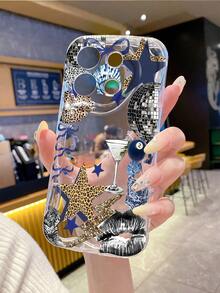 1个时尚TPU材质豹纹和星形图案透明奶油质感防震防滑保护手机壳，兼容、荣耀等。 - 無色 - 查看 7