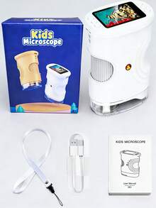 Microscopio digital para niños con pantalla IPS de 2.0", 1000X de aumento, microscopio portátil de bolsillo con 8 luces LED y brillo ajustable, recargable por USB tipo C con batería de 600mAh, función de toma y almacenamiento de fotos en tiempo real, compatible con computadora, juguete educativo STEM para exploración y aprendizaje científico, microscopio mini para niños - Multicolor - Ver 15