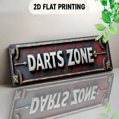 2D Flat Wall Hanging Vintage Sign Plaque, Suitable For Darts Arrows Letters Frame - Heavy Duty Metal Plate With Pre-Drilled Holes, Ideal For Bar, Office, Game Room, Christmas Decor And Gifts, 2D Flat Design, Perfect Fit For Room Decor, 2D Flat Style