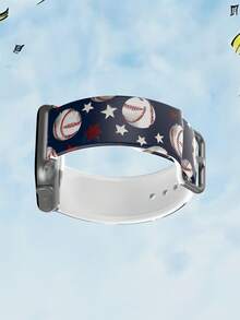 棒球紅白色星星中性時尚矽膠錶帶，適用於 38mm 40mm 41mm 42mm 44mm 45mm 46mm 49mm，相容於 Series Ultra/S11/S10/SE/8/7/6/5/4/3/2/1 - 彩色 - 查看 5