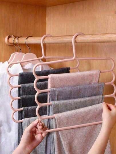 1/2/4/6 ชิ้น ชั้นวางกางเกงอเนกประสงค์ 5 ชั้น พลาสติก ที่แขวนผ้าพันคอ 5 ชั้น ตู้เสื้อผ้า ที่แขวนกางเกง ที่แขวนเสื้อโค้ท ที่เก็บผ้าพันคอ เนคไท