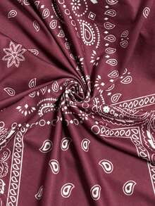 Đầm nữ size lớn phong cách Bohemian thanh lịch thường ngày, họa tiết in ngẫu nhiên, không tay, màu đỏ, mặc đi du lịch mùa hè - Đỏ - Xem 4