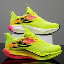 Tênis de Corrida Rodoviária Masculinos, Tênis Esportivos Respiráveis e Confortáveis - Adequados para Todas as Estações, Tênis Esportivos Casuais e da Moda para Atividades ao Ar Livre, Corrida, Caminhada, Exercícios na Academia, Exercícios no Parque e Uso Casual Diário, Tênis Esportivos Combinados para Casais - Verde fluorescente - Visão 18