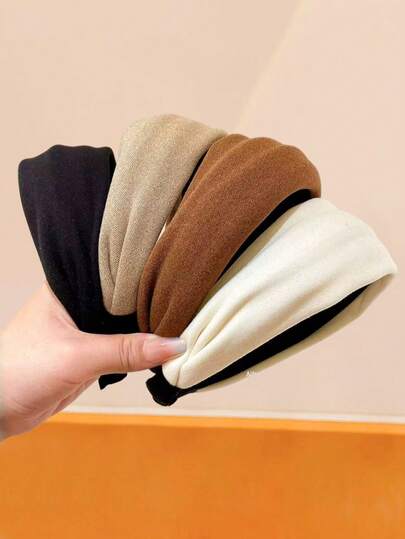 4/1 Set Retro Minimalist Headbands, High Crown Enhancer, Available In Milk Tea Color / Coffee Color And Other Wide-Brimmed Headbands, Atmospheric Headpiece Suitable For All Seasons - Fit For Women And Girls, Suitable For Daily Wear, Dates, School, Parties, Holidays, Mother's Day Gifts