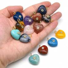Colgantes de piedras naturales con forma de corazón de 20 mm con circonita, piedras naturales de amazonita, amatista, lapislázuli y ojo de tigre para hacer joyas, collares, pendientes y accesorios DIY - Piedra - Ver 7