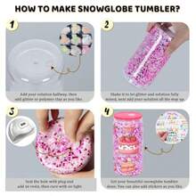 Vaso acrílico de globo de nieve de 16 onzas paquete de 20 vasos transparentes de plástico de doble pared preperforados para bricolaje con globo de nieve con purpurina taza de globo de - Con tapa de bamb - Ver 7