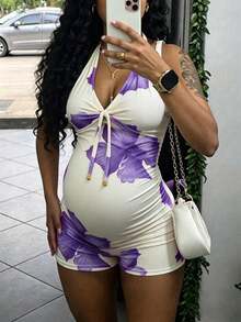 Jumpsuit Hamil Parara, Model Panjang Serbaguna, Potongan Longgar yang Menawan, Desain Minimalis Elegan untuk Musim Panas - Purple - View 10