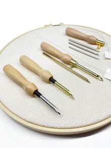 Beginner-Friendly Wooden Handle Punch Needle Set With Threader, Non-Slip Smooth Wood Handle For Easy Grip, Suitable For Punch Needle Felting, Knitted Embroidery, DIY Craft, Home Textile Decoration, Gift Making Tools - Wooden Handle Stinger - View 3