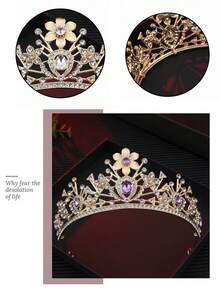1pc Crystal Wedding Large Tiara Baroque Vintage Bridal Headpiece Wedding Dress Accessory Bridal Crown - Multicolor - View 6