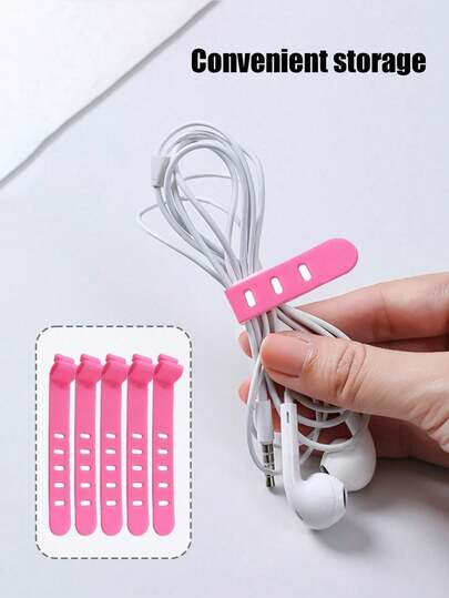 数据线整理器，耳机充电线软橡胶缠绕装置，TPE材质硅胶扎带，适用于耳机、手机充电器、鼠标、音频设备、电脑等，可重复使用，适用于家庭、办公室、厨房、学校（6种颜色随机）